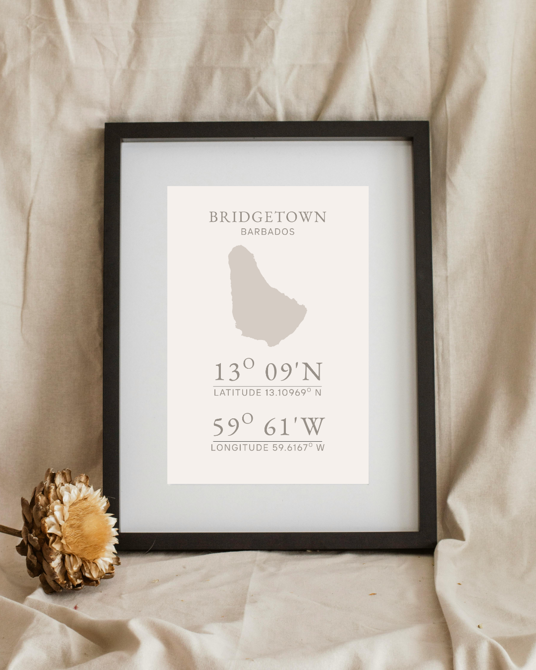Bridgetown, Barbados Coordinates Poster Print