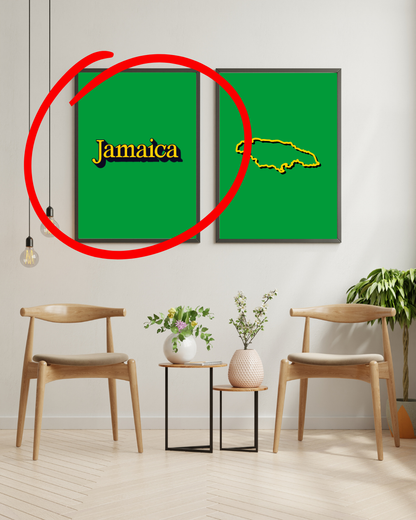 Jamaica Pop Text Poster in Green