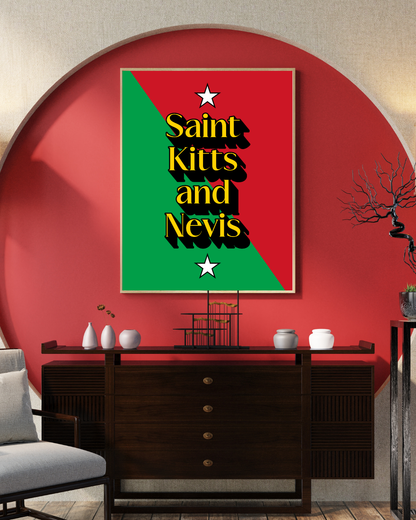 Saint Kitts & Nevis Word Art Poster Print