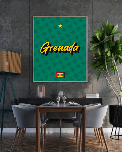 Grenada Pop Text Poster Print
