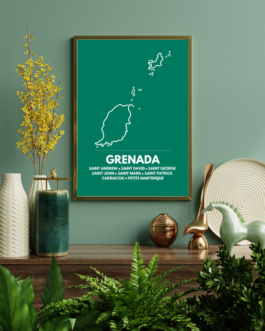 Island & Parishes of Grenada Poster Print Green