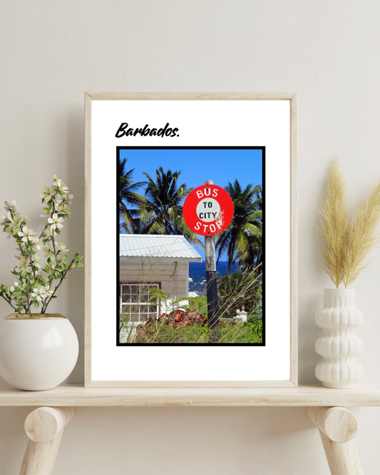 Barbados Bus Stop Poster Print