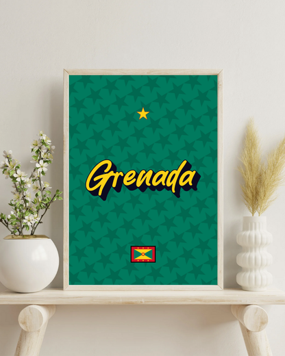 Grenada Pop Text Poster Print