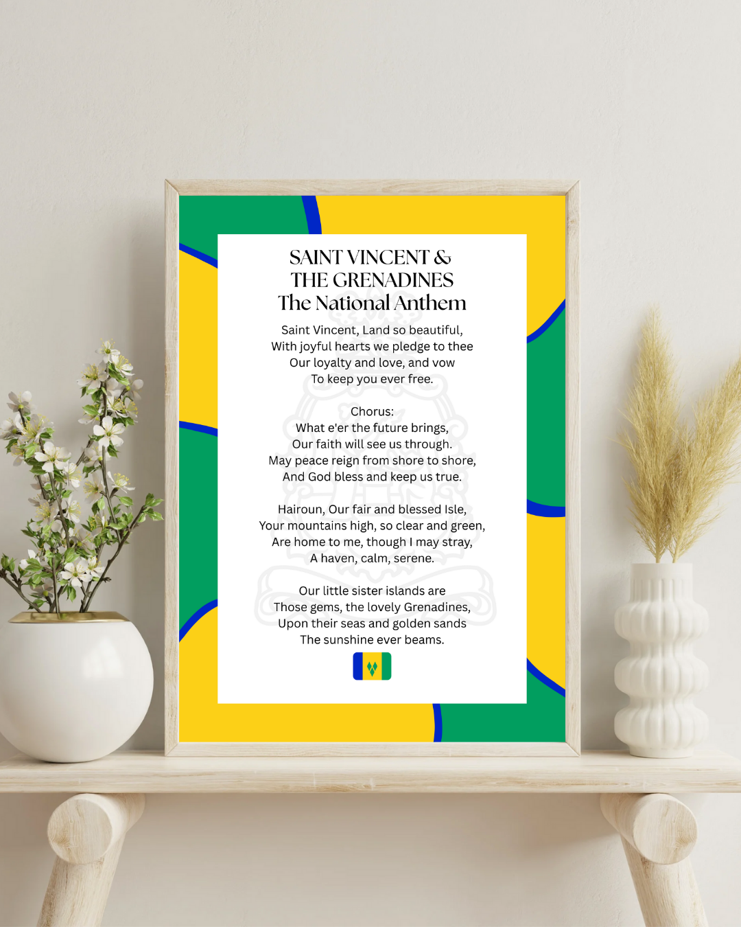 Saint Vincent & The Grenadines National Anthem Poster Print
