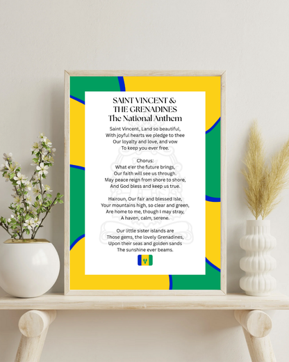 Saint Vincent & The Grenadines National Anthem Poster Print