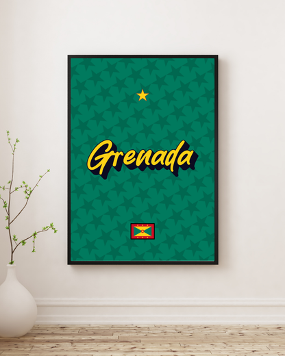 Grenada Pop Text Poster Print