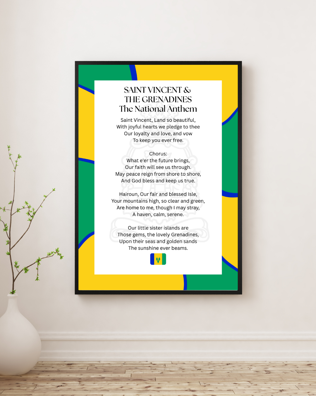 Saint Vincent & The Grenadines National Anthem Poster Print