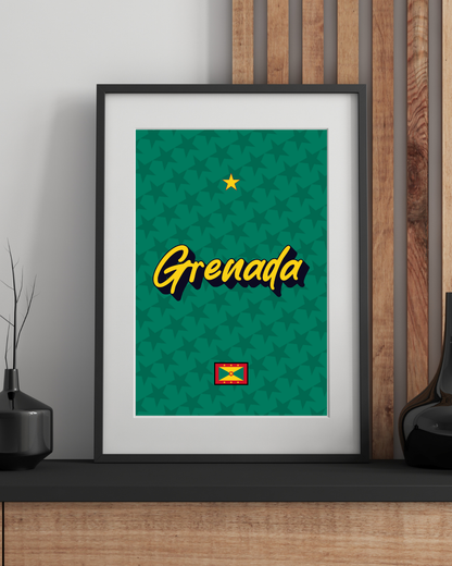 Grenada Pop Text Poster Print