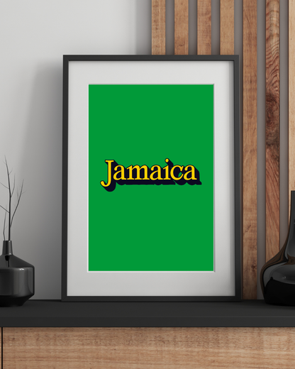 Jamaica Pop Text Poster in Green