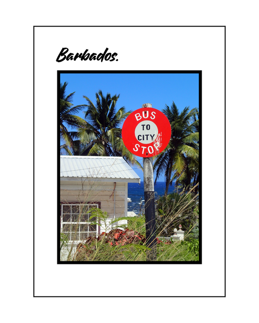 Barbados Bus Stop Poster Print