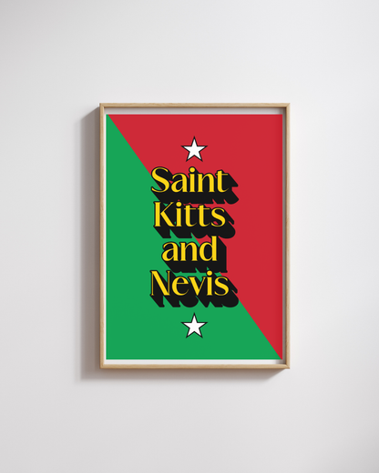 Saint Kitts & Nevis Word Art Poster Print
