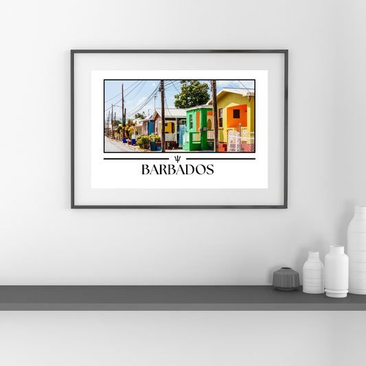 Colourful Barbados Homes Poster Print