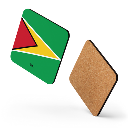 Guyana Flag Cork-back coaster
