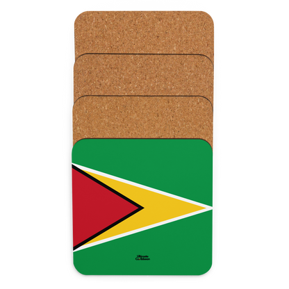 Guyana Flag Cork-back coaster