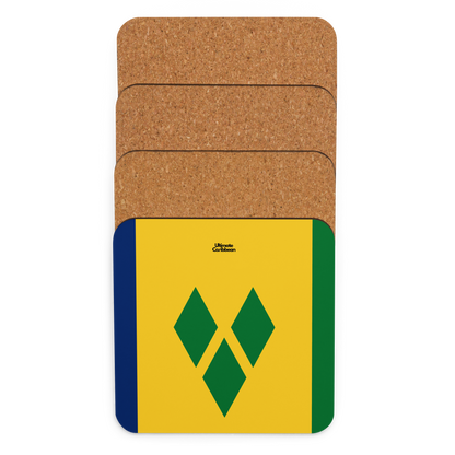 Saint Vincent & The Grenadines Flag Cork-back coaster