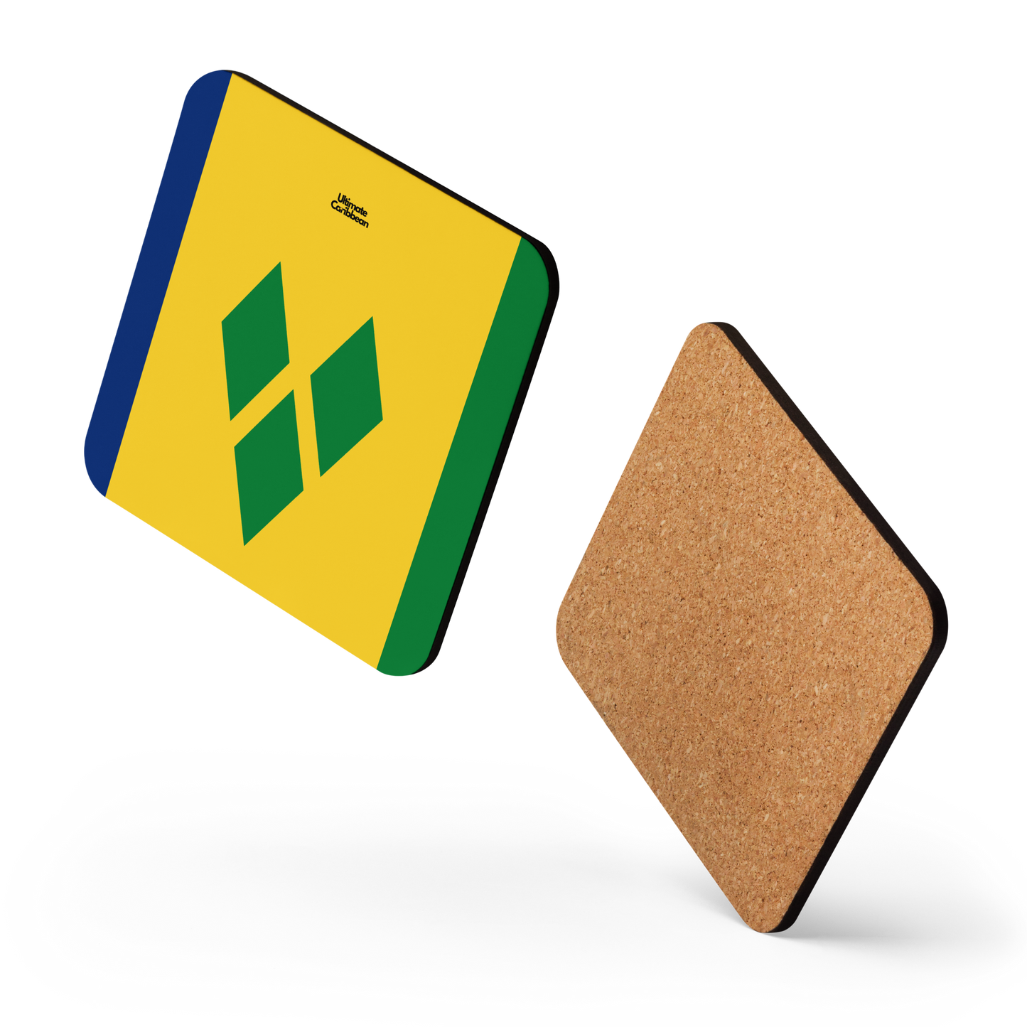 Saint Vincent & The Grenadines Flag Cork-back coaster