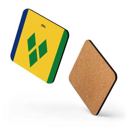 Saint Vincent & The Grenadines Flag Cork-back coaster